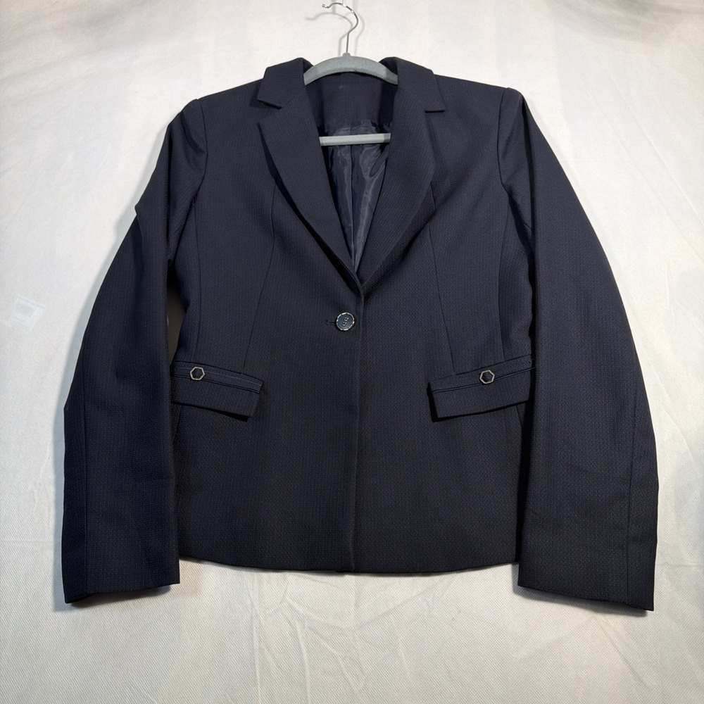 Birdie Navy Woman's S Blazer Coat Business Classic Pockets Notched Lapel